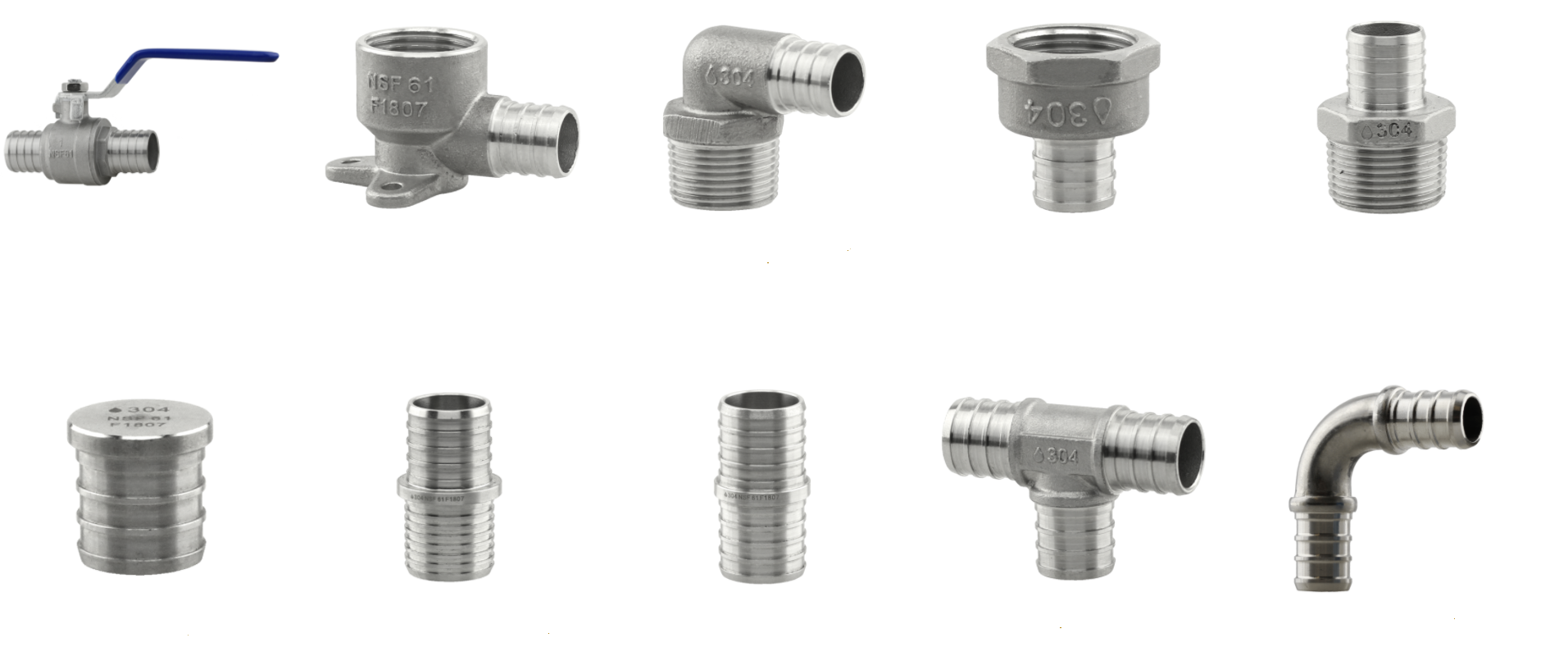 Stainless Steel Crimp PEX Fittings & Valves